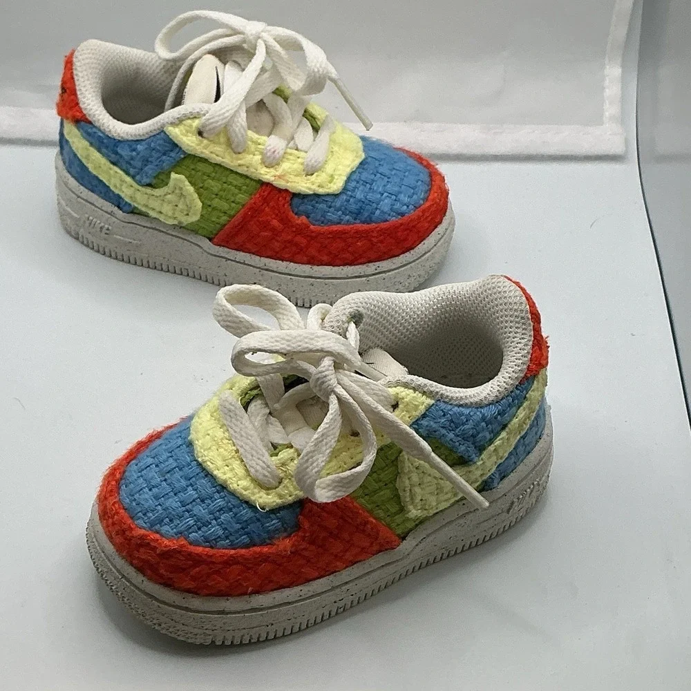 Nike Boys Air Force 1 Low LV8 Next‎ Nature 'Hemp - Multi' DV2192-400 Size 5C